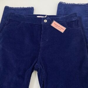 Vineyard Vines‎ Girls 12 Blue Corduroy Pants NEW Frayed Hem Whale Logo Stretch